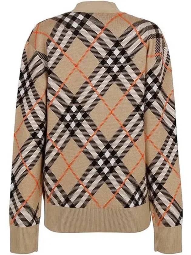 Check Wool Blend Cardigan Beige - BURBERRY - BALAAN 3