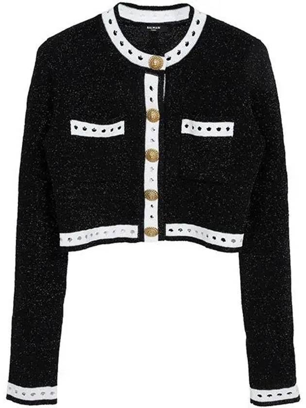 Contrast Trim Cardigan Black - BALMAIN - BALAAN 2