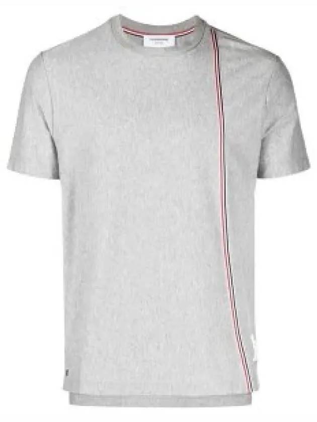 RWB Stripe Cotton Short Sleeve T-shirt Grey - THOM BROWNE - BALAAN 2