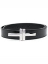 Logo Decorated Leather Belt Black - TOM FORD - BALAAN 2