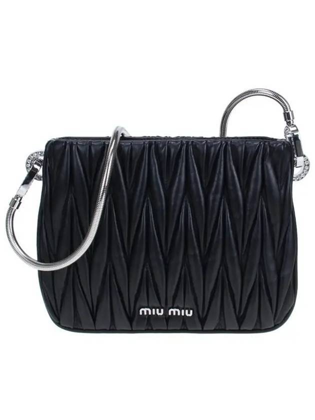 Sassy Matelasse Nappa Leather Shoulder Bag Black - MIU MIU - BALAAN.