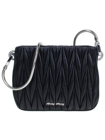 Sassy Matelasse Nappa Leather Shoulder Bag Black - MIU MIU - BALAAN 1