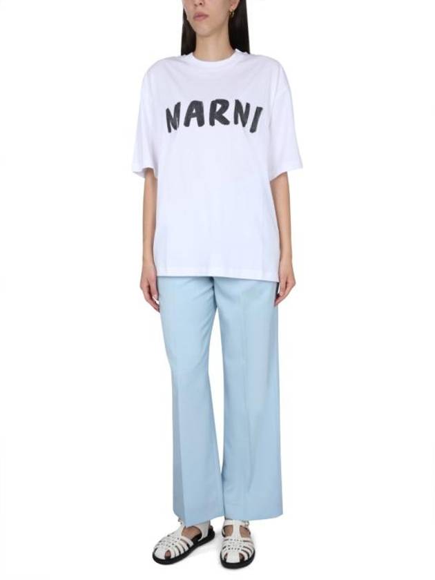 Logo Lettering Boxy Fit Short Sleeve T-Shirt White - MARNI - BALAAN 3