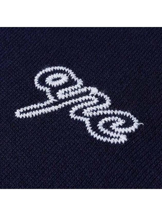 Embroidered Logo Crew Neck Knit Top Navy - A.P.C. - BALAAN 5