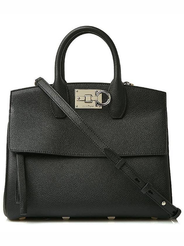 Studio Small Tote Bag Black - SALVATORE FERRAGAMO - BALAAN 2