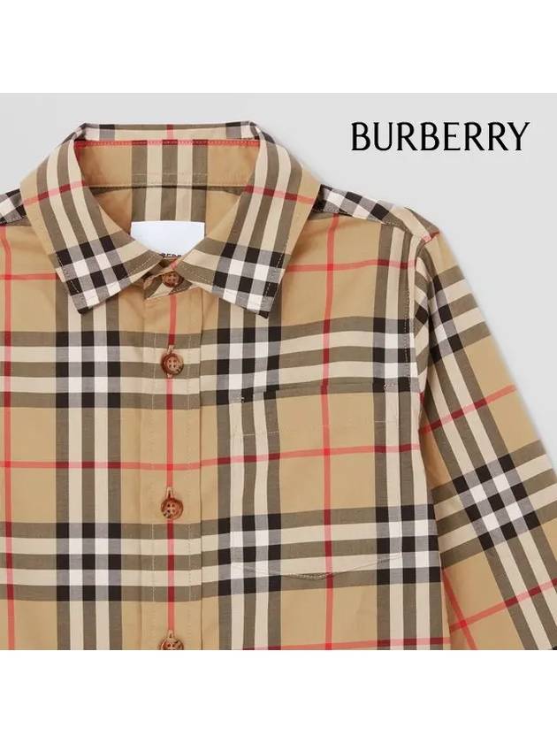 Vintage Check Stretch Cotton Long Sleeve Shirt Beige - BURBERRY - BALAAN 5