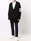 Men's Diagonal Stripe Elongated Wool Cardigan Black - THOM BROWNE - BALAAN 3