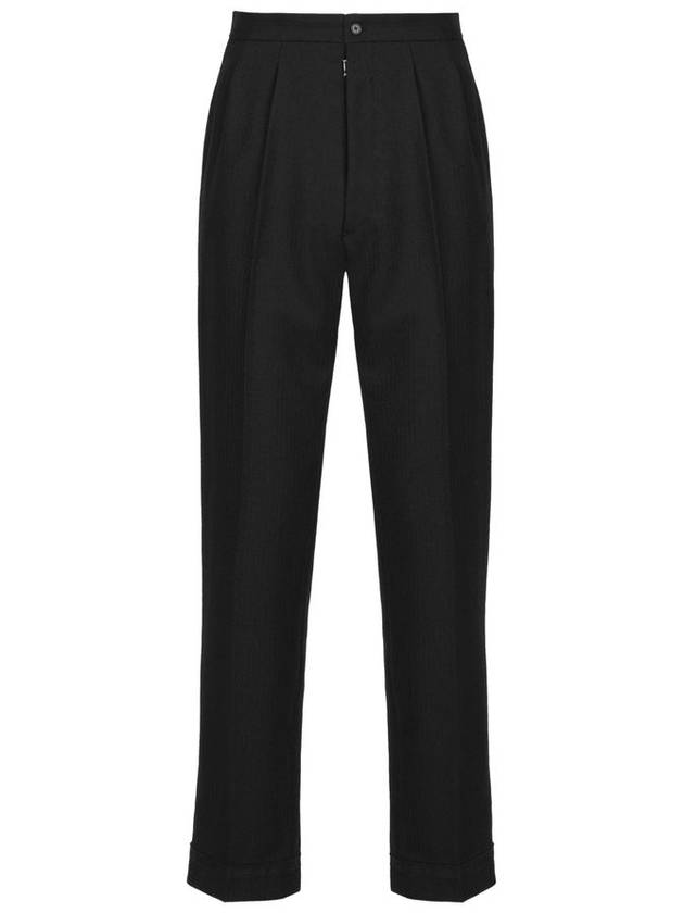 Men's Back Stitch Tailored Mohair Straight Black Pants - MAISON MARGIELA - BALAAN 2