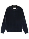 Back Stitch Crew Neck Wool Knit Top Navy - MAISON MARGIELA - BALAAN 2