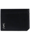 Monogram Logo Card Wallet Black - SAINT LAURENT - BALAAN 1