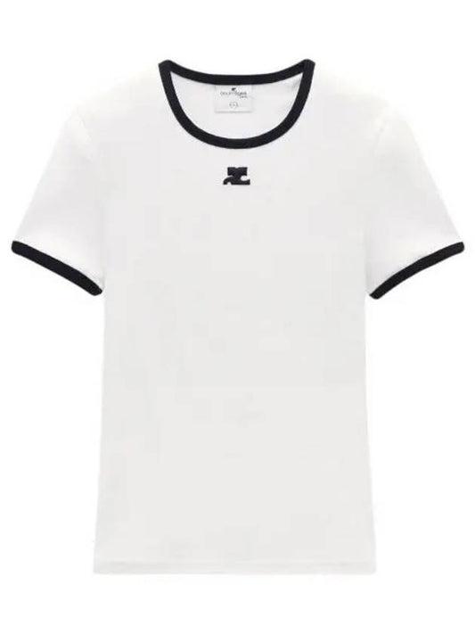 Bumpy Contrast Re-Edition Short Sleeve T-Shirt White - COURREGES - BALAAN 2