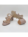 Women's Rockstud Calfskin Sandals Heel Powder Pink - VALENTINO - BALAAN.