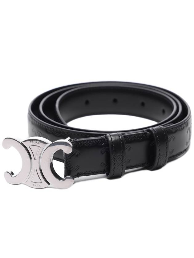 Triomphe Buckle Leather Belt Black - CELINE - BALAAN 4