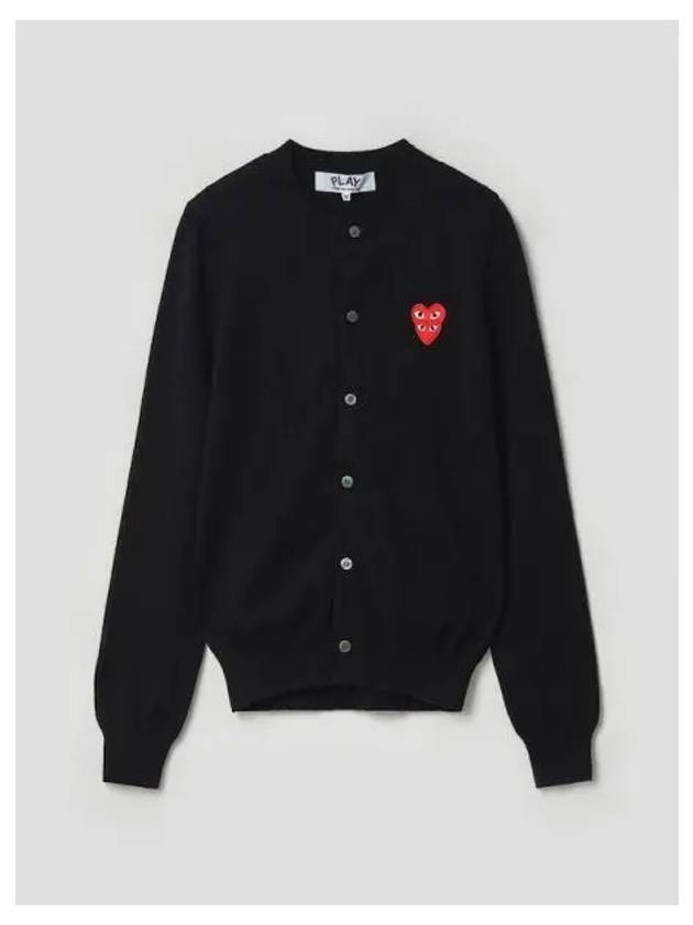 Women s Double Red Heart Wappen Spring Fall Cardigan Black Domestic Product GM0023071061580 - COMME DES GARCONS PLAY - BALAAN 1