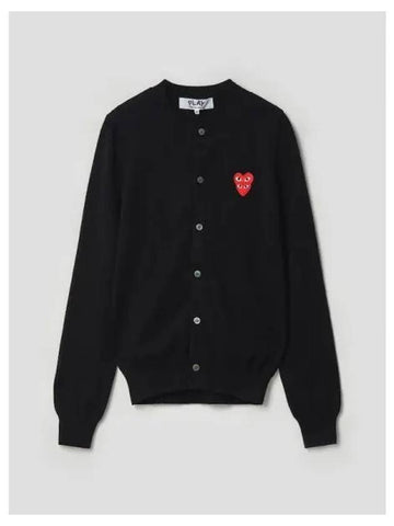 Women s Double Red Heart Wappen Spring Fall Cardigan Black Domestic Product GM0023071061580 - COMME DES GARCONS PLAY - BALAAN 1