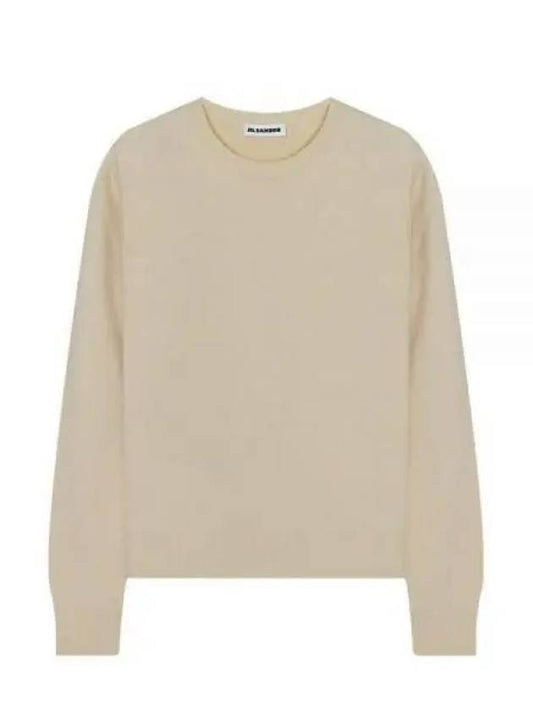 Crew Neck Merino Wool Knit Top Beige - JIL SANDER - BALAAN 2