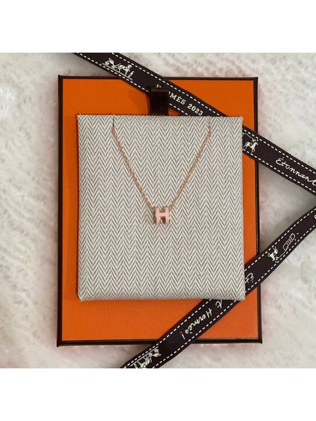 Mini Pop H Pendant Rose Gold Rose Dragee - HERMES - BALAAN 4