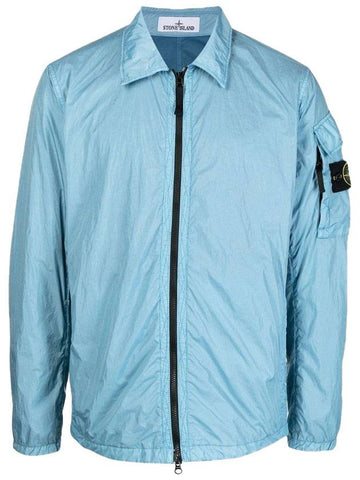 Crinkle Reps Nylon Garment Dyed Overshirt Zip Up Jacket Blue - STONE ISLAND - BALAAN 1