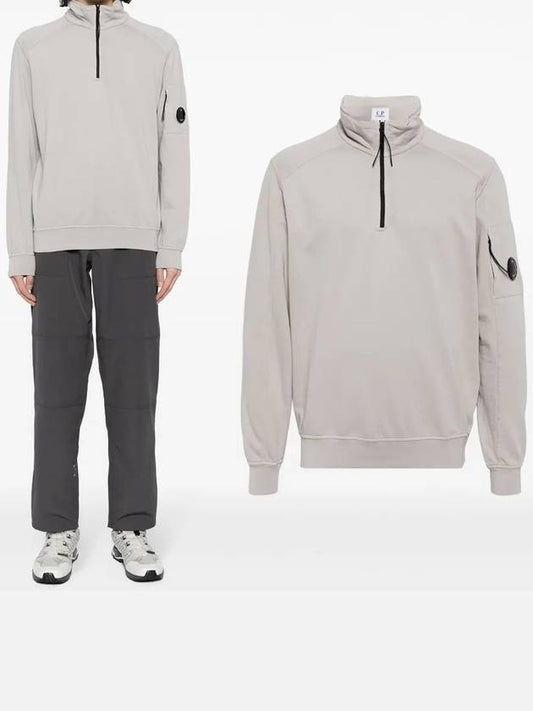 Light Fleece Half Zip-Up Sweatshirt Grey - CP COMPANY - BALAAN 2