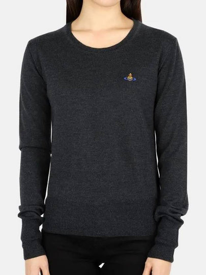 Women's Embroidered Logo Bea Wool Knit Top Grey - VIVIENNE WESTWOOD - BALAAN 2