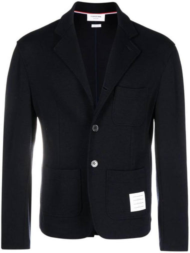 Grosgrain Loop Button Knit Jacket Navy - THOM BROWNE - BALAAN 1