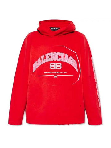 BB Logo Hoodie Red - BALENCIAGA - BALAAN 1