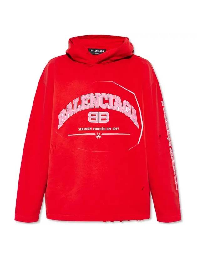 BB Logo Hoodie Red - BALENCIAGA - BALAAN 1