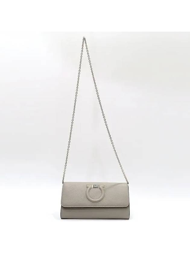 Ferragamo 22 D292 Gancini logo pattern gray leather mini chain cross bag - SALVATORE FERRAGAMO - BALAAN 3