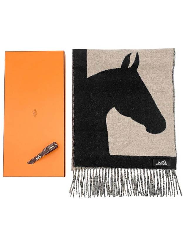 Casaque Love Story Cashmere Muffler Black Beige - HERMES - BALAAN 2