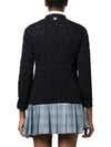 Merino Wool Crisscross Cable Stitch 3/4 Sleeve V-Neck Cardigan Navy - THOM BROWNE - BALAAN 7