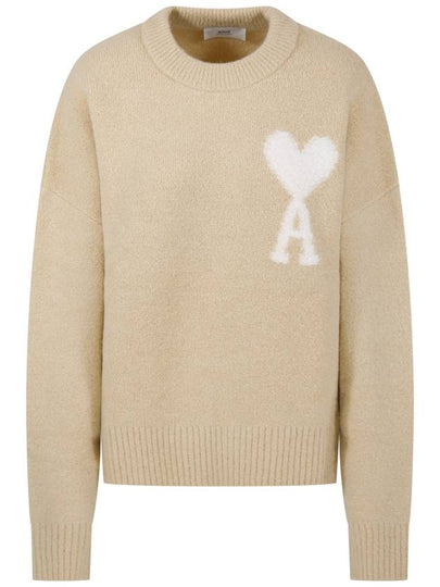 Intarsia Heart Logo Knit Top Vanilla - AMI - BALAAN 2