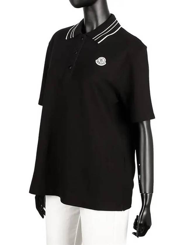 Logo Patch Short Sleeve PK Shirt Black - MONCLER - BALAAN 2