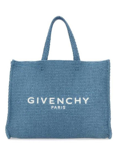 G-Tote Medium Raffia Tote Bag Light Blue - GIVENCHY - BALAAN 1