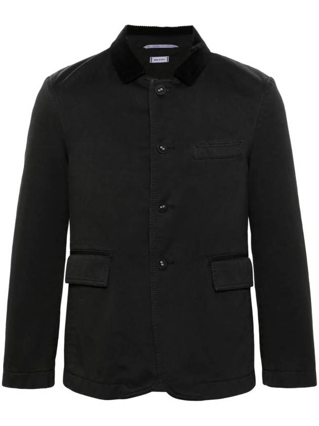 Cotton Twill Cutaway Jacket Black - THOM BROWNE - BALAAN 1