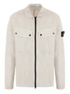 Brushed Organic Cotton Overshirt Jacket White - STONE ISLAND - BALAAN 2