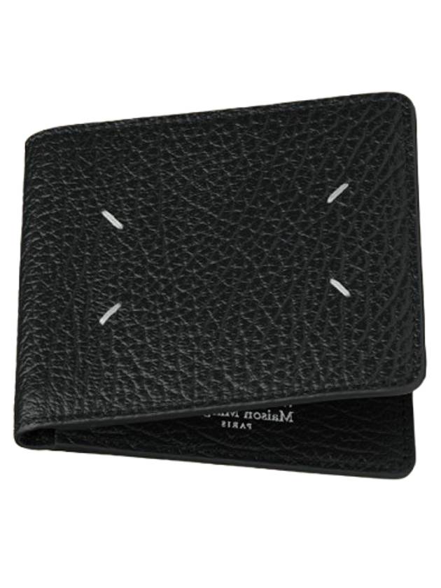 Stitched Leather Bifold Half Wallet Black - MAISON MARGIELA - BALAAN 4