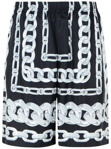 Versace 'Chains' Black Silk Bermuda Shorts - VERSACE - BALAAN 1