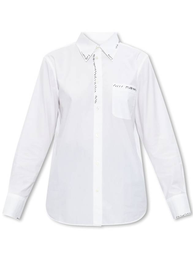 Women's Logo Embroidered Long Sleeve Shirt White - MARNI - BALAAN 2