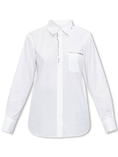 Women's Logo Embroidered Long Sleeve Shirt White - MARNI - BALAAN 2