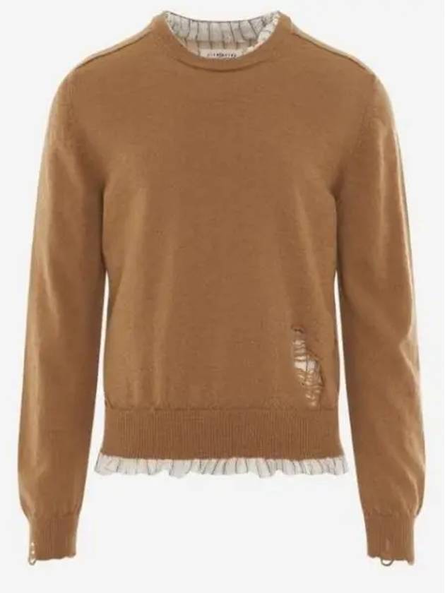 Distressed Layered Wool Knit Top Camel - MAISON MARGIELA - BALAAN 2