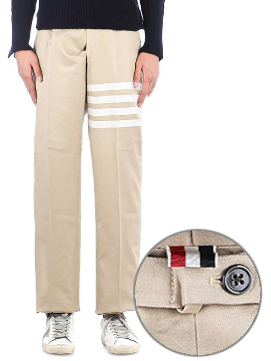 4 Bar Engineered Cotton Straight Pants Beige - THOM BROWNE - BALAAN 2