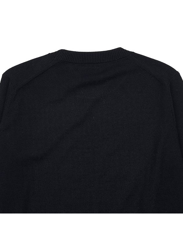 Heart Logo Crew Neck Merino Wool Knit Top Black - AMI - BALAAN 8