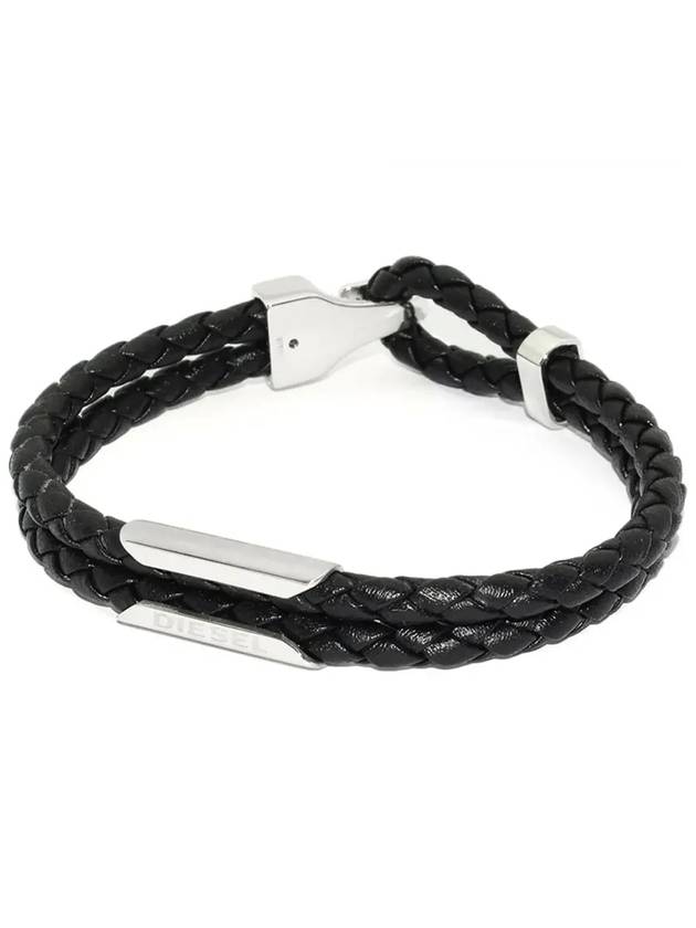 Stackable Leather Bracelet Black - DIESEL - BALAAN 4