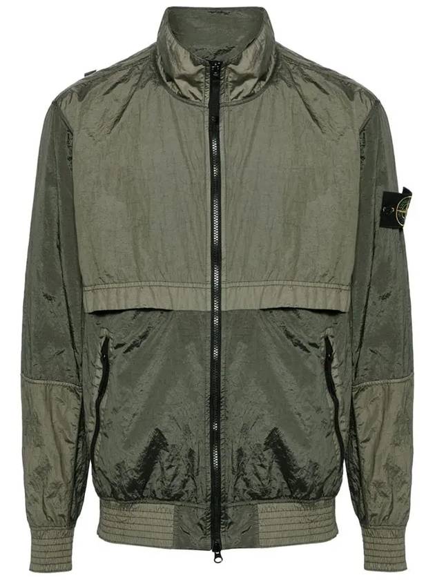 Logo Patch Recycled Nylon Track Jacket Musk Green - STONE ISLAND - BALAAN 3