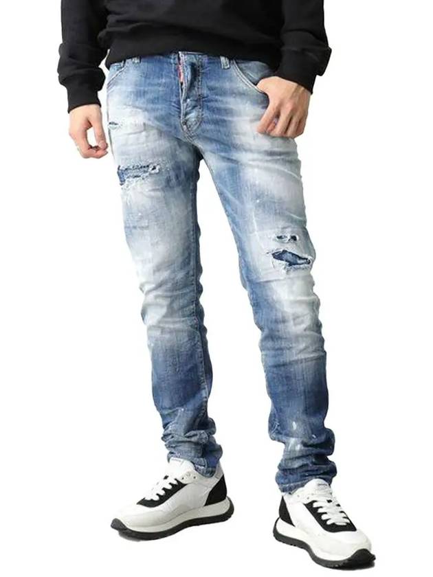 Distressed Washed Slim Jeans Blue - DSQUARED2 - BALAAN 3