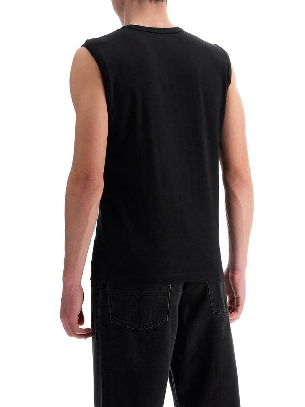 black cotton tank top with embossed logo - DIESEL - BALAAN 3