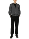 Red Heart Logo Merino Wool Cardigan Heather Grey - AMI - BALAAN 3