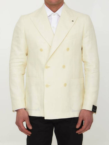 Cream-Colored Double-Breasted Jacket - TAGLIATORE - BALAAN 1