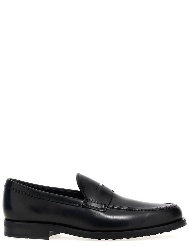 Men's Stamped Monogram Semi Glossy Leather Loafers Black - TOD'S - BALAAN 2