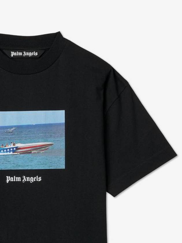 Getty Speedboat Classic Short Sleeve T-Shirt Black - PALM ANGELS - BALAAN 4